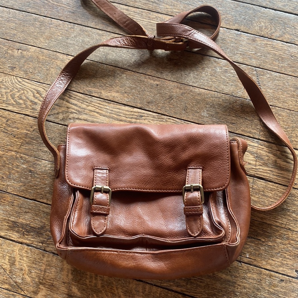 Fat Face Brown Leather Crossbody Bag